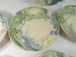 8 French Vintage Majolica Asparagus Plates from Fives - Lille RESERVED 7