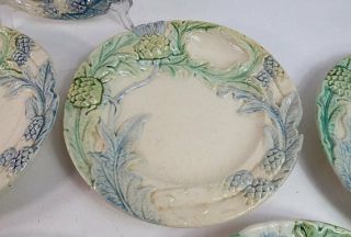 8 French Vintage Majolica Asparagus Plates from Fives - Lille RESERVED 8