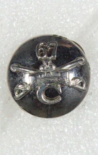 Army Enlisted Collar Pin: Co.  C,  67th Tank Battalion - Silver,  Domed