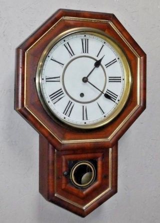 Antique 8 Day Waterbury Short Drop Schoolhouse Wall Regulator Clock Conn