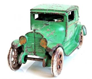 Vintage 1928 Arcade Ford Model A Coupe Rumble Of Cast Iron & Nickel All 4