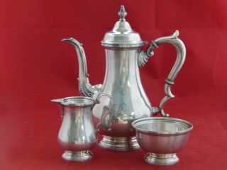Fisher 9401 Sterling Silver Coffee Pot Sugar & Creamer.  Approx.  28 Ounces.