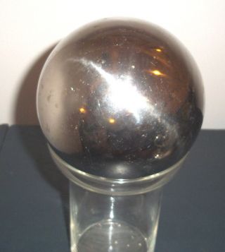 Large Antique Vintage Silver Glass Witches Ball / Gazing Ball