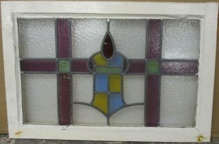 Mid Sized Old English Leaded Stained Glass Window Pretty Geometric 24 " X 15.  75 "