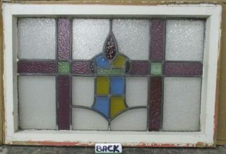 MID SIZED OLD ENGLISH LEADED STAINED GLASS WINDOW Pretty Geometric 24 