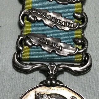 1854 British Crimea Service Medal w/ 3 Bars Alma Balaklava Sebastopol NAMED 3