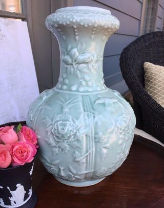 Antique Chinese Export Celadon Porcelain Vase Jar 9