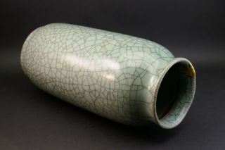 ANTIQUE CHINESE QING GUAN/GE TYPE CELADON CRACKLE GLAZE VASE,  KINTSUGI REPAIR 9