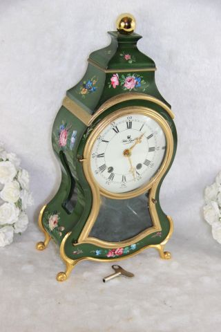 Vintage Hand Painted Swiss Neuchatel Table Clock 
