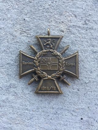 Near Ww1 German Navy Marine Corps Flanders Cross Medal 1914 - 1918