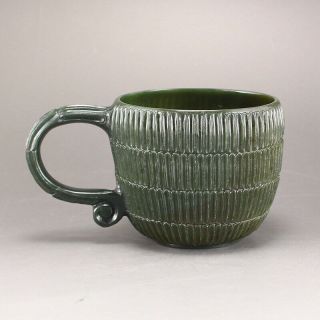 Chinese Natural Deep Green Hetian Jade Cup