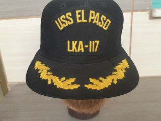 Vintage Uss El Paso Lka - 117 Army Cap Hat Made In Usa Era