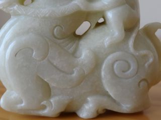 c.  19th - Antique Chinese White Jade Carved Monkey Riding Horse 12