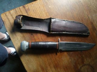 WW 2 US RH PAL 36 COMBAT KNIFE WITH decent BLADE AND SHEATH 10