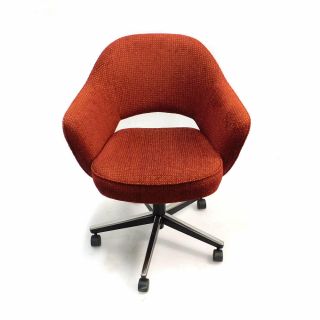 Knoll 71at5gh Saarinen Executive Orange/gold Fabric Swivel Arm Chair W/ Casters