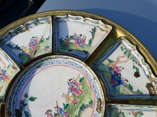 Antique 18 th painted ceramic dish set plate Chinese copper with marks 2