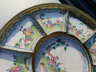 Antique 18 th painted ceramic dish set plate Chinese copper with marks 3