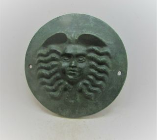 Ancient Greek Bronze Mount Face Of Medusa