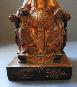 CHINESE CARVED WOODEN FIGURE OF A SEATED DIGNITARY - 19TH CENTURY 6