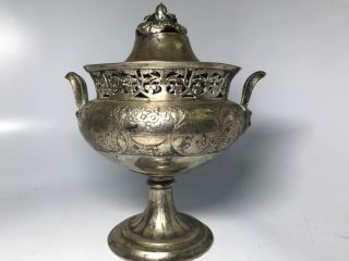 Austrian Antique 800 Silver Pierced Hand Hammered Sugar Bowl 1887 Vienna 4
