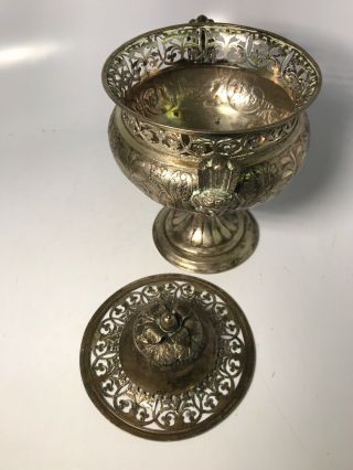Austrian Antique 800 Silver Pierced Hand Hammered Sugar Bowl 1887 Vienna 6