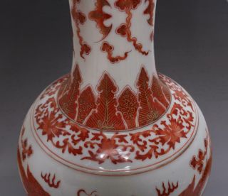 A Antique Chinese Porcelain Double Dragons Famille - Rose Vase Qianlong Marked 9