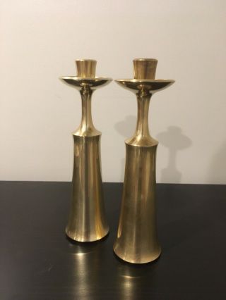 Pair Vintage Jens Quistgaard Heavy Brass Candle Holders Mid Century Modern Dansk