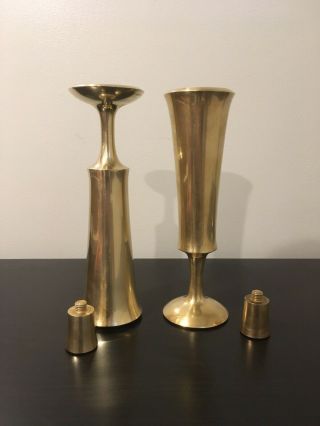 PAIR Vintage Jens Quistgaard Heavy Brass Candle Holders Mid Century Modern Dansk 3