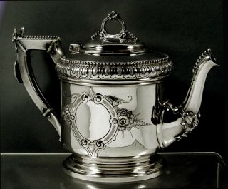 Wood & Hughes Silver Teapot C1860 Medallion - No Mono