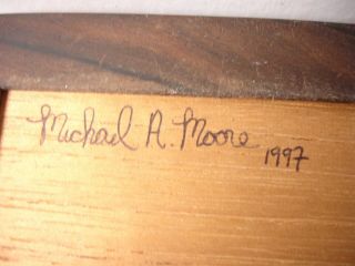 VINTAGE 1997 MICHAEL A MOORE MESQUITE WOOD BOX WITH TURQUOISE INLAY 11