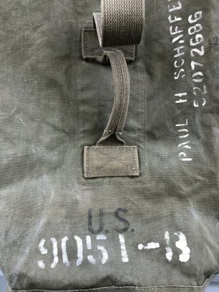 Vintage Korea 1950 Old U.  S.  Military Army Green Canvas Duffel Bag Marine Sea Bag 3