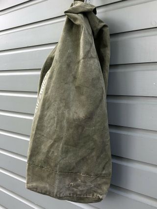 Vintage Korea 1950 Old U.  S.  Military Army Green Canvas Duffel Bag Marine Sea Bag 9