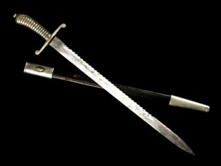 German Prussian Pioneer Hirschfanger Sword Sawback Blade WK&C 19th Century 3