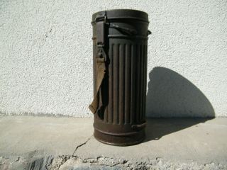 Ww2 German Wehrmacht Gas Mask Canister Container Marked