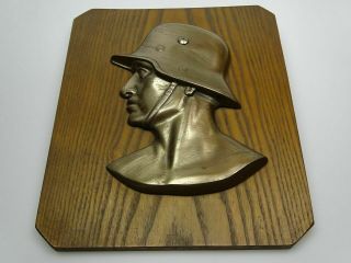 German Ww2 Soldier Bronze/brass Bust Wall Plaque