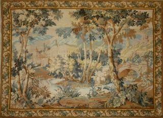 Huge Vintage French Wallhanging Tapestry Verdure & Wild Life 209cm X 161cm