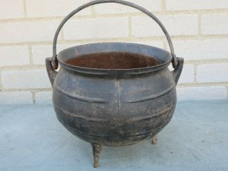 19th Century Cast Iron Three Legged Cauldron Pot Hearth Cooking Tool