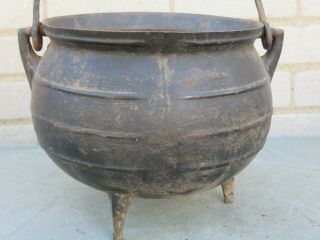 19th Century Cast Iron Three Legged Cauldron Pot Hearth Cooking Tool 2