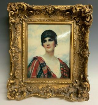 Framed Royal Vienna Porcelain Plaque Of A Woman Signed By W.  Wontner