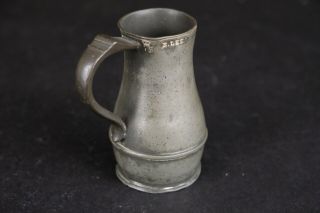 Antique Irish Haystack Pewter Mug,  Marked Vr And F.  Lee,  19th Century?