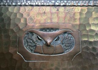 Rare Signed Roycroft Hand Hammered Copper Bookends W Owls,  C.  1900 - 20s