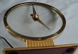 Vintage Mid Century Modern Jefferson Golden Hour Mystery Clock Glass & Brass MCM 3