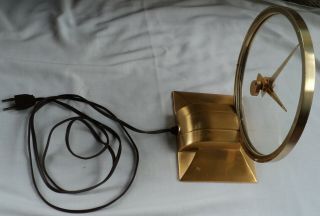 Vintage Mid Century Modern Jefferson Golden Hour Mystery Clock Glass & Brass MCM 5