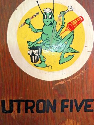 Vintage Us Navy Vu - 5 Utility Squadron 5 - Ultron Five - Wooden Plaque