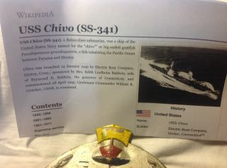 USS Civo (SS - 341) Painted Bronze Plaque WW II Vietnam Era 2