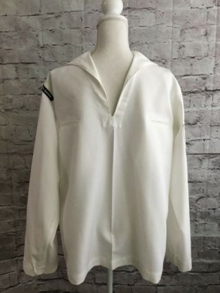 Vintage Military Naval White Uniform Shirt Patches Barking Sands 46l Theatre