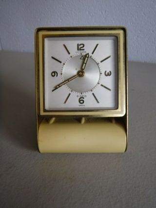 Vintage Lecoultre Swiss Made " 8 Days " Travel Folding Alarm Clock - - Yellow