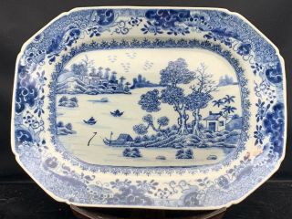 Rare Antique Chinese Porcelain Blue White Square Plate 18th Century