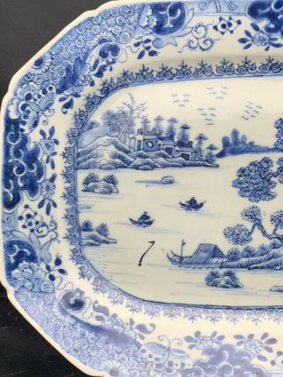 Rare Antique Chinese Porcelain Blue White Square Plate 18th Century 2