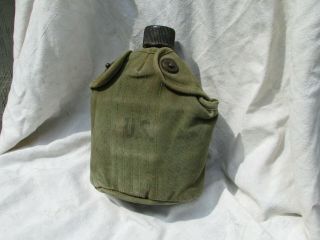 Vintage Us Korean War Canteen,  Cover,  Cup Complete